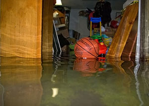 A flooded basement bedroom in Libertyville